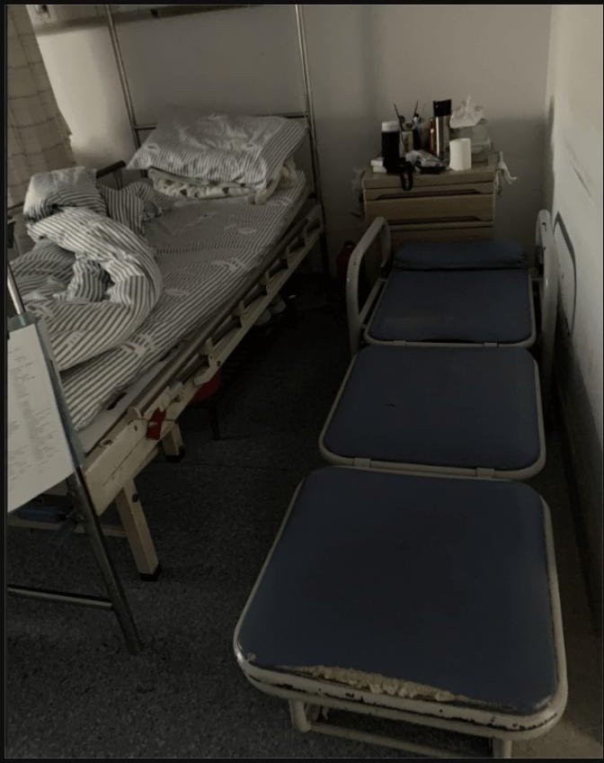 My cot at the hospital